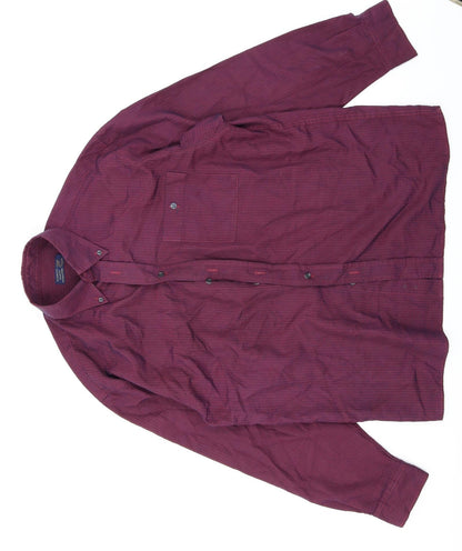 Additional front view of Debenhams men’s purple striped button-up, size M