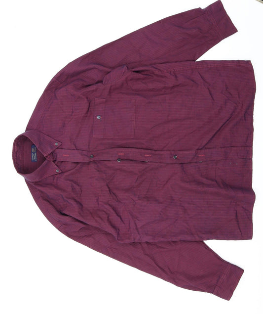 Debenhams Mens Purple Striped   Button-Up Size M