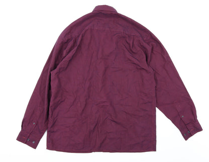 Back view of Debenhams men’s purple striped button-up, size M