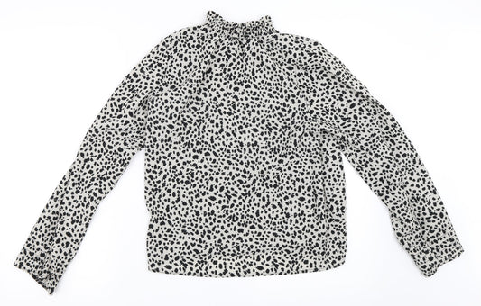 Preworn Womens Grey Animal Print  Basic Blouse Size 8