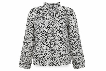 Front view of Preworn women’s grey animal print basic blouse, size UK 8