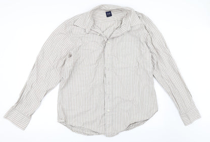 Additional front view of Gap men’s beige striped button-up, size XL