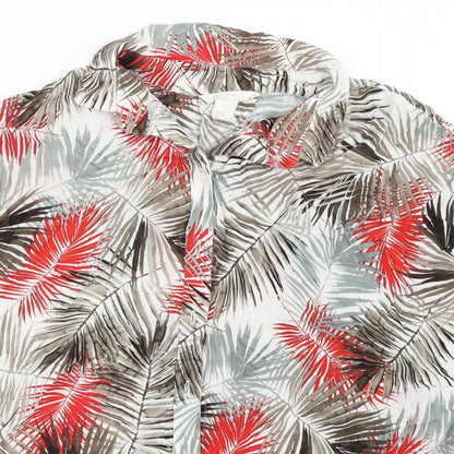 Close-up detail of H&M women’s green basic button-up, size UK 34