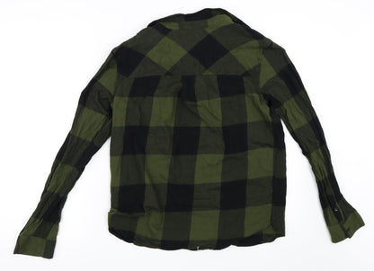 Back view of H&M women’s green basic button-up, size UK 36