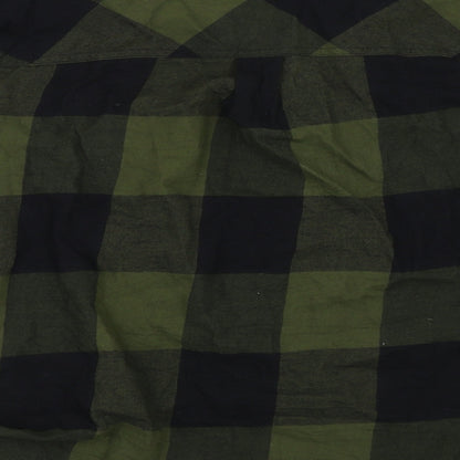 Brand and care label for H&M women’s green basic button-up, size UK 36