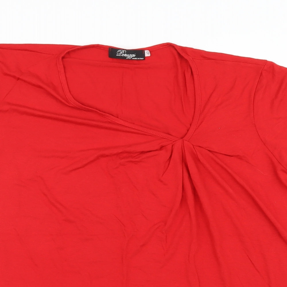 Peruzzi Womens Red   Basic T-Shirt Size 14