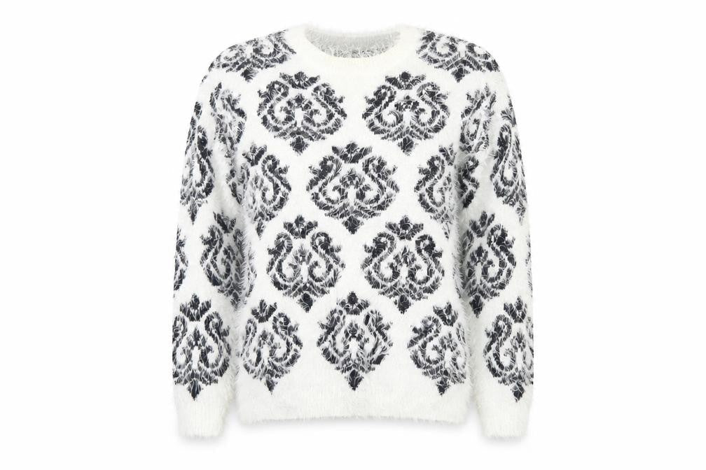 Atmosphere Womens White Geometric Knit Pullover Jumper Size 8