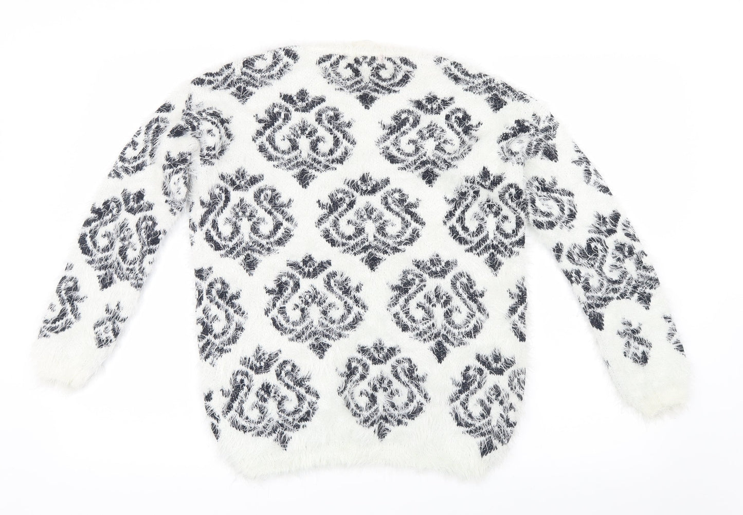 Atmosphere Womens White Geometric Knit Pullover Jumper Size 8