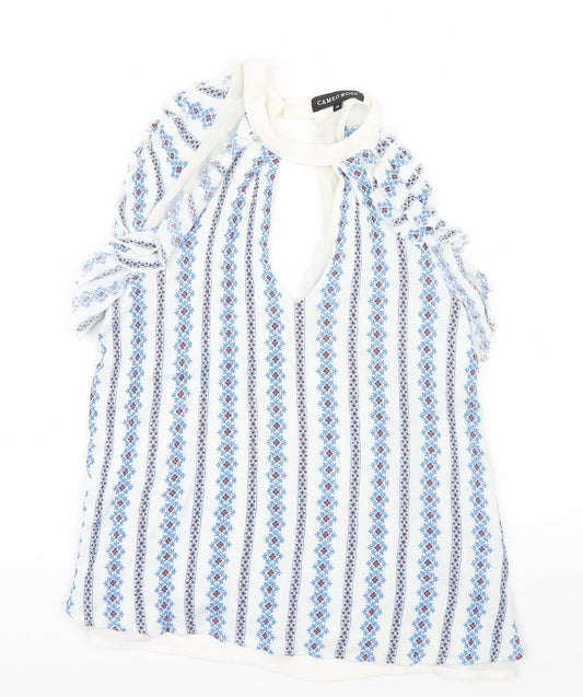 CAMEO ROSE Womens Blue Geometric  Basic Blouse Size 12