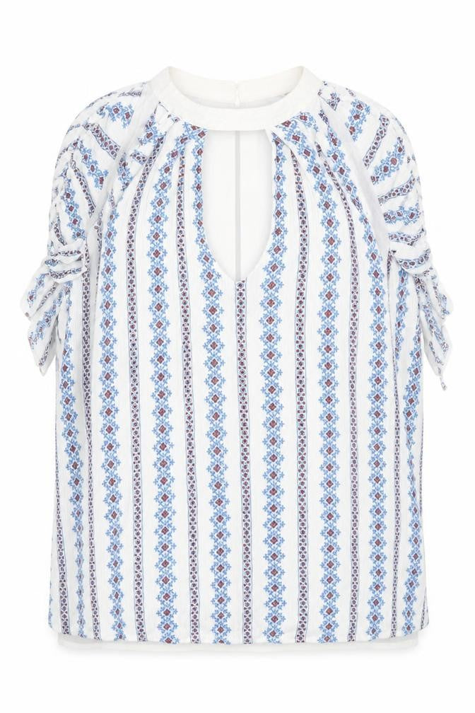 Cameo Rose Womens Blue Geometric Basic Blouse Size 12