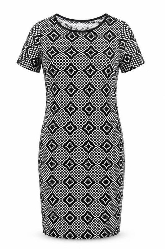Quiz Womens Black Geometric  Shirt Dress  Size 12
