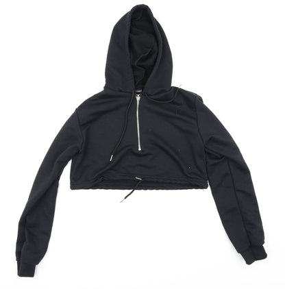 Additional front view of I SAW IT FIRST women’s black pullover hoodie, size UK 6