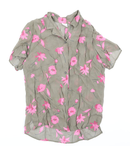 Additional front view of Casablanca women’s green floral basic button-up, size UK 16