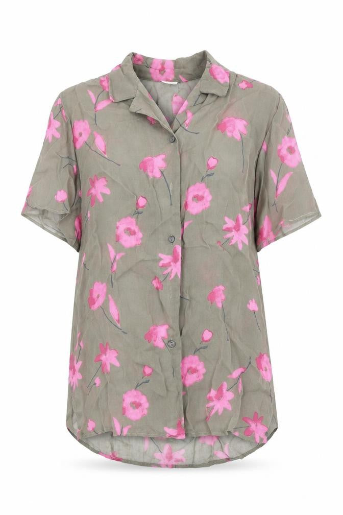 Casablanca Womens Green Floral  Basic Button-Up Size 16