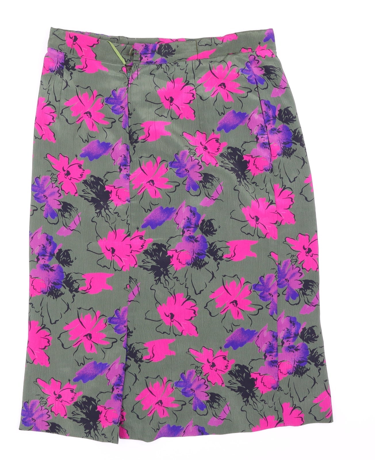 Preworn Womens Green Floral  Straight & Pencil Skirt Size 14