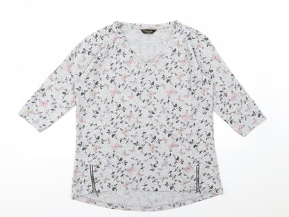 Additional front view of Originals women’s grey floral knit jumper, size UK 14
