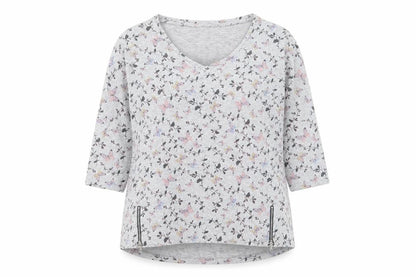 Front view of Originals women’s grey floral knit jumper, size UK 14