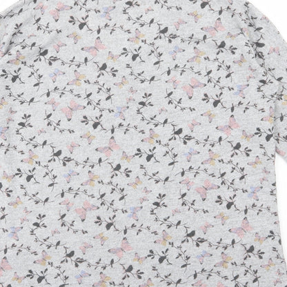 Brand and care label for Originals women’s grey floral knit jumper, size UK 14