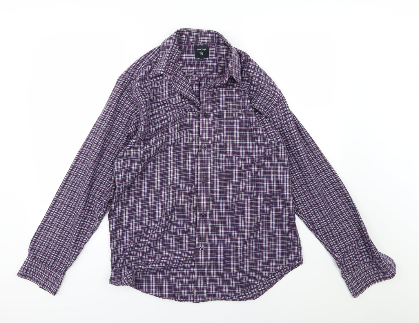 EWM Mens Purple Striped Woven  Button-Up Size M