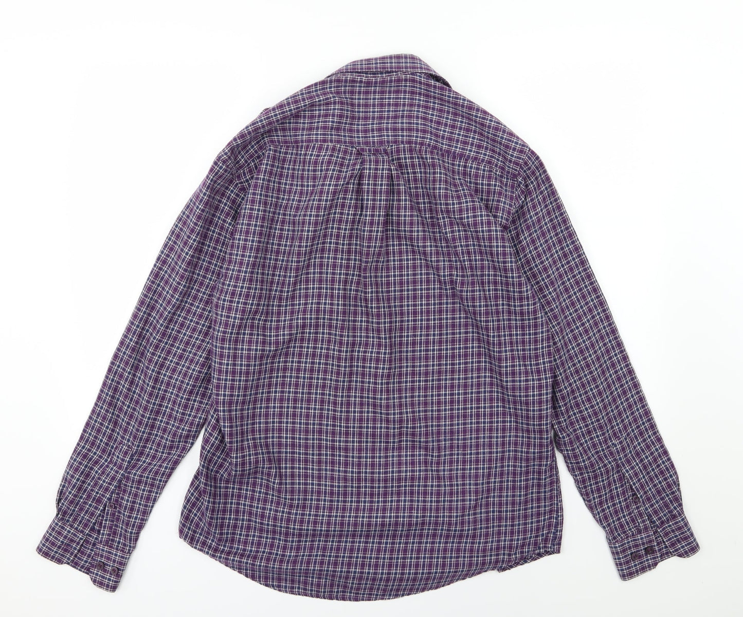EWM Mens Purple Striped Woven  Button-Up Size M