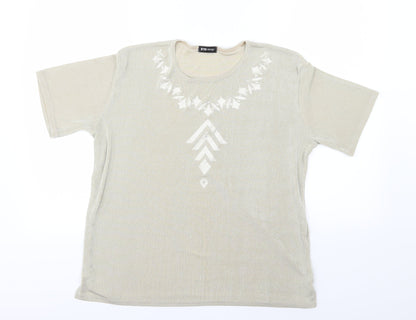 Front view of Eye design women’s ivory basic t-shirt, size 2XL
