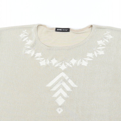 Close-up detail of Eye design women’s ivory basic t-shirt, size 2XL