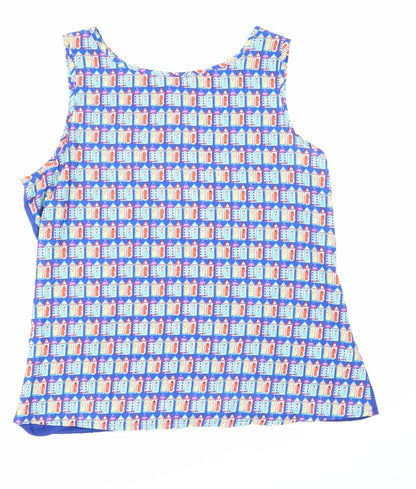 Front view of Dunnes women’s blue basic blouse, size UK 20