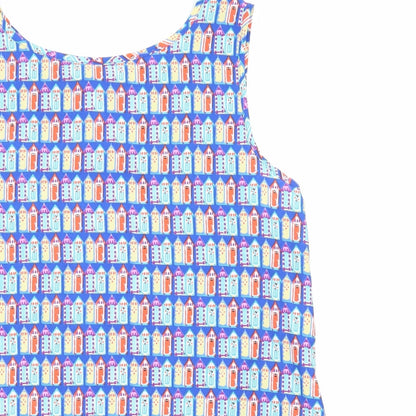 Close-up detail of Dunnes women’s blue basic blouse, size UK 20