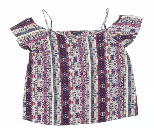 NEWLOOK Womens Red Argyle/Diamond  Basic Blouse Size 14