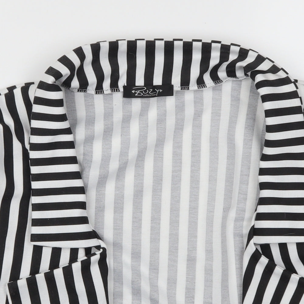 Buzy Womens Black Striped  Jacket  Size S