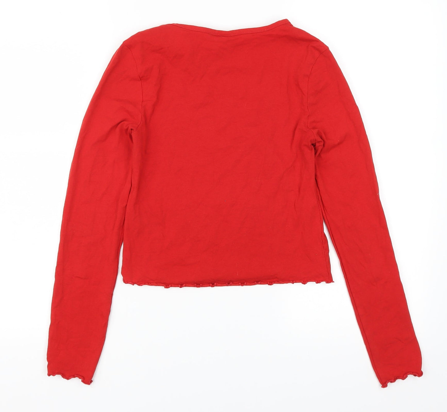 H&M Womens Red   Cropped T-Shirt Size S