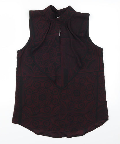 Additional front view of Rext women’s purple geometric basic blouse, size UK 12
