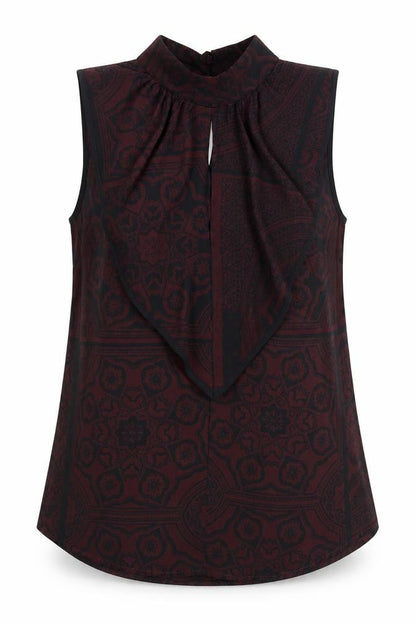 Front view of Rext women’s purple geometric basic blouse, size UK 12