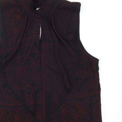 Close-up detail of Rext women’s purple geometric basic blouse, size UK 12