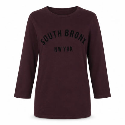 Front view of ASOS women’s purple basic t-shirt, size S, - south bronx nw yrk