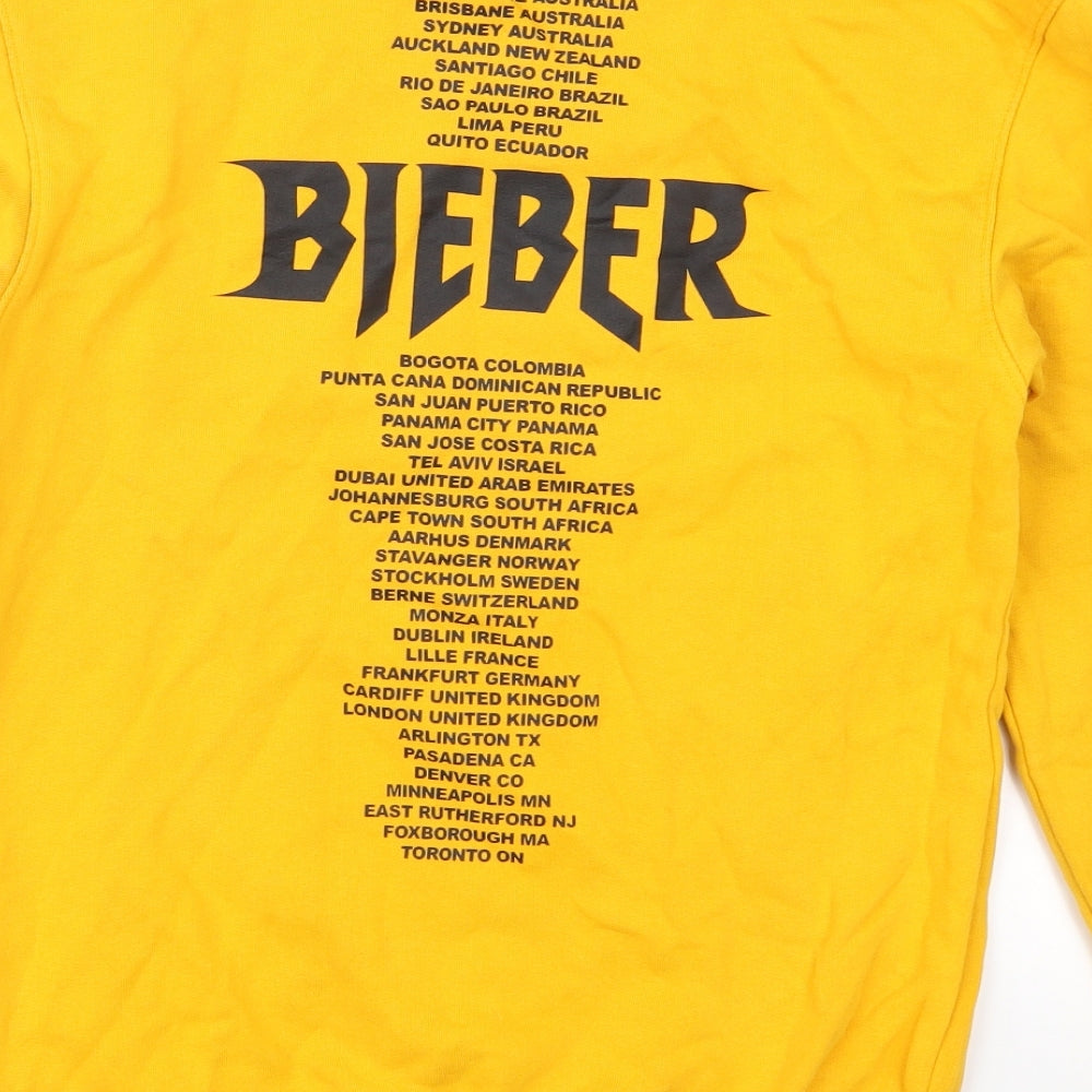 H&M Womens Yellow   Pullover Sweatshirt Size XS  - Team Bieber Justin Bieber