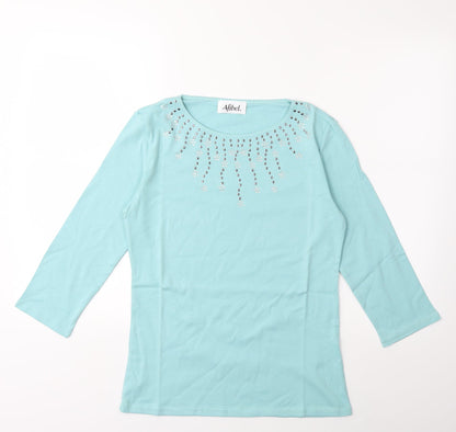 Additional front view of Afibel women’s green basic t-shirt, size UK 10