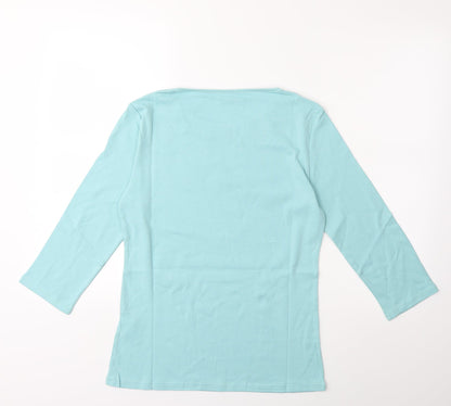 Back view of Afibel women’s green basic t-shirt, size UK 10