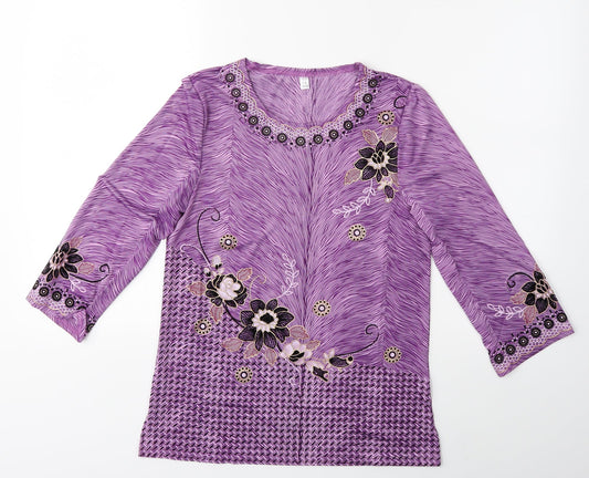 Preworn Womens Purple   Basic T-Shirt Size 8