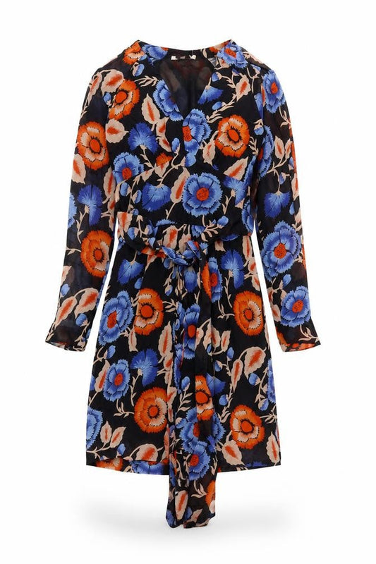 Womens Black Floral  Shirt Dress  Size 6