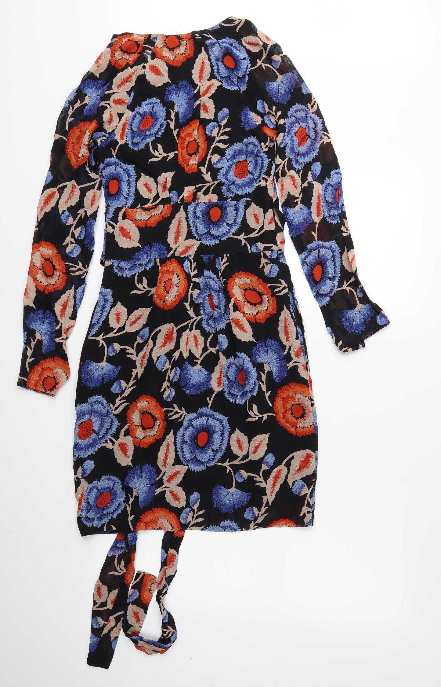 Preworn Womens Black Floral  Shirt Dress  Size 6