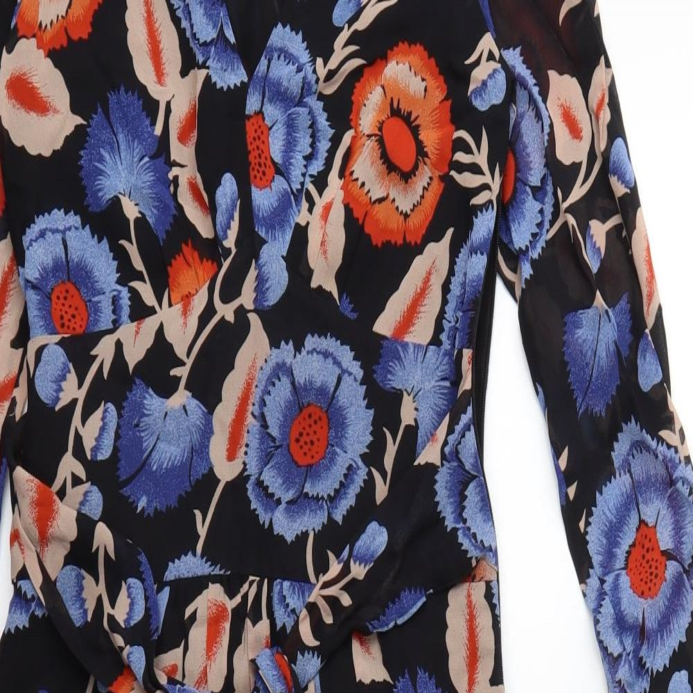 Preworn Womens Black Floral  Shirt Dress  Size 6