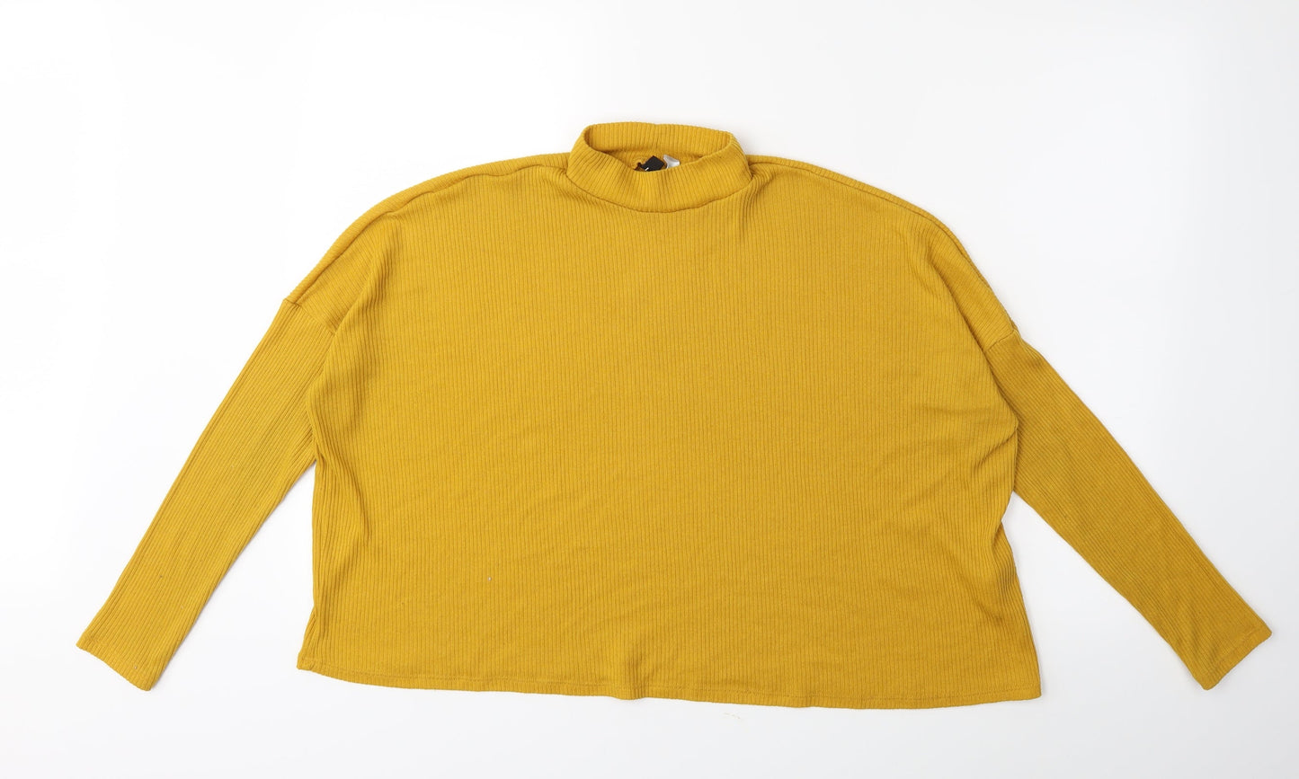 H&M Womens Yellow  Knit Pullover Jumper Size L
