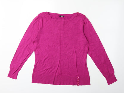 Additional front view of M&Co women’s pink knit jumper, size L