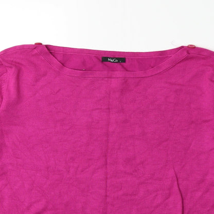Close-up detail of M&Co women’s pink knit jumper, size L