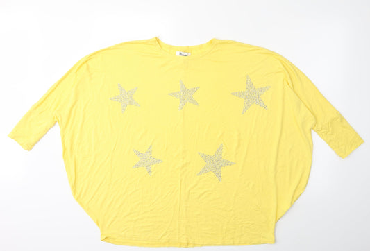 MISSUMI Womens Yellow   Basic T-Shirt One Size