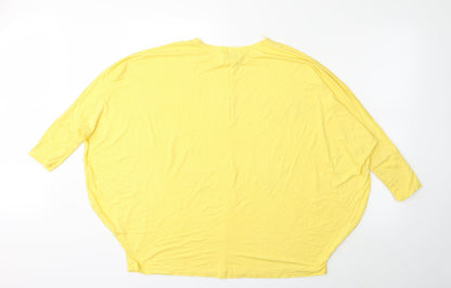 Back view of MISSUMI women’s yellow basic t-shirt one size