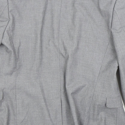 Brand and care label for Topman men’s grey jacket suit jacket, size 38