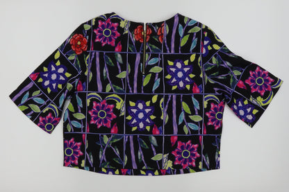 Back view of Double 11 women’s black floral basic t-shirt, size S