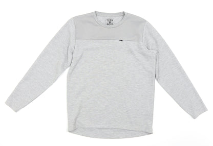 Additional front view of teen boys’ boys grey pullover sweatshirt, size 13, years